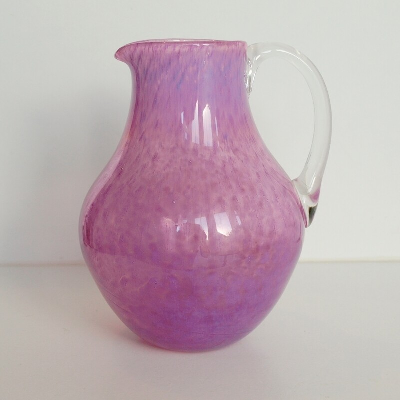Vintage Hand Blown Pink Bubbly Glass Jug