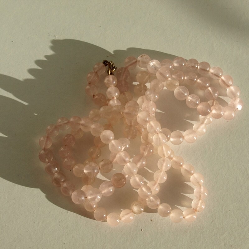 Vintage 90cm Long Rose Quartz Bead Necklace