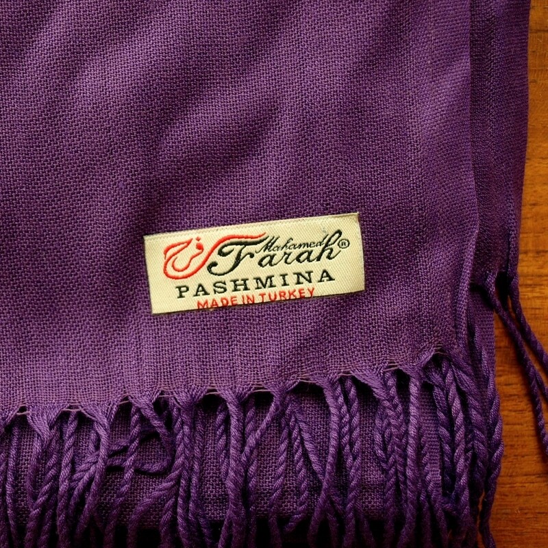 Purple Turkish Pashmina Fringed Rectangle Shawl