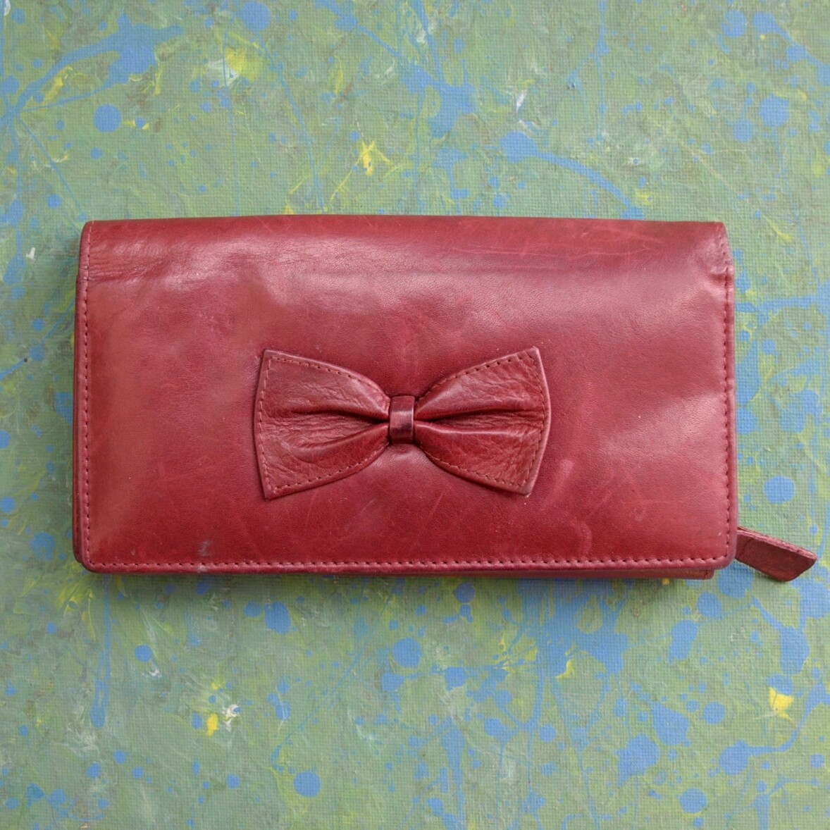 Vintage 80s Burgundy Leather Bow Purse