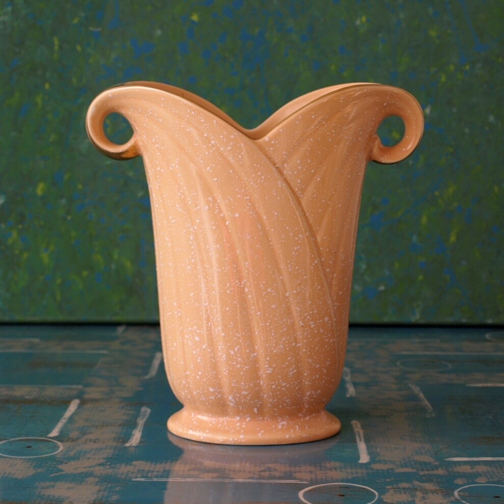 Speckled Peach &amp; Gold Vase By Crown Devon A118