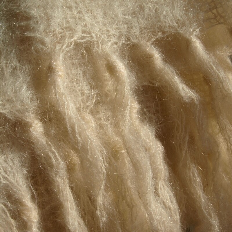 Large Handmade Cream Mohair Rectangle Scarf