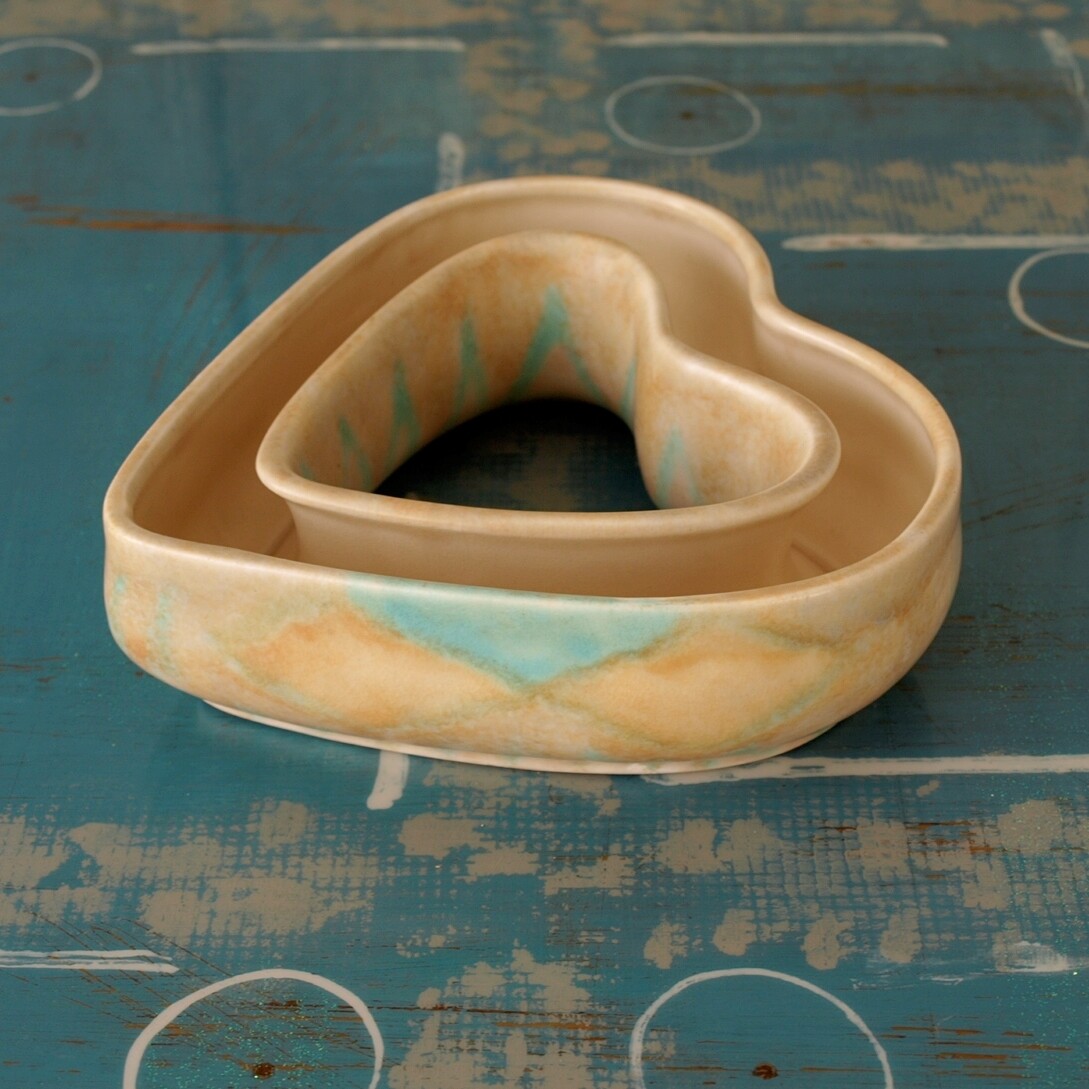 Vintage Drip Glaze Heart Shaped Vase Sylvac