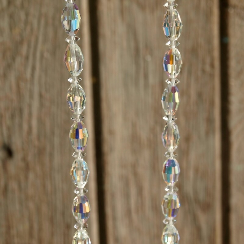 Vintage Luminous Aurora Borealis Cut Glass Bead Necklace