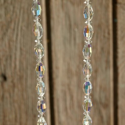 Vintage Luminous Aurora Borealis Cut Glass Bead Necklace