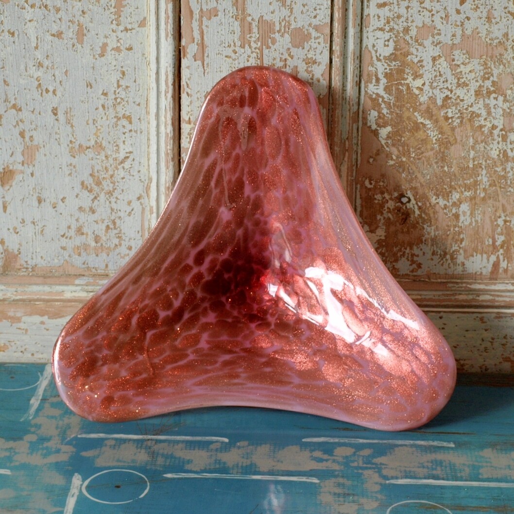 Mid-Century Vintage Glitter Glass Murano Triangular Bowl