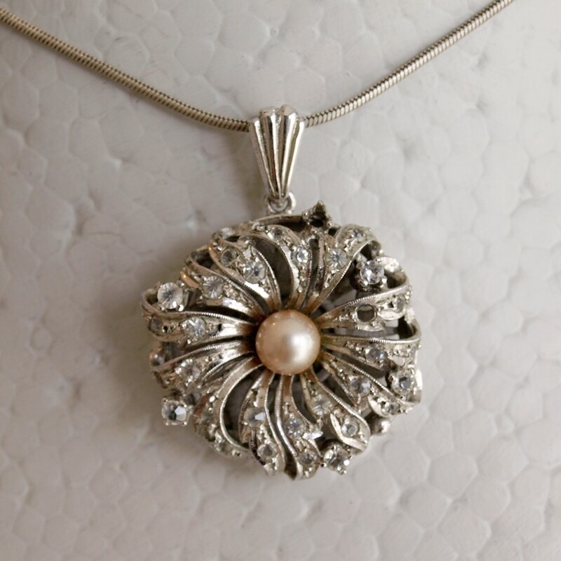 Solid Silver Vintage Pendant on Silver Snake Chain Necklace