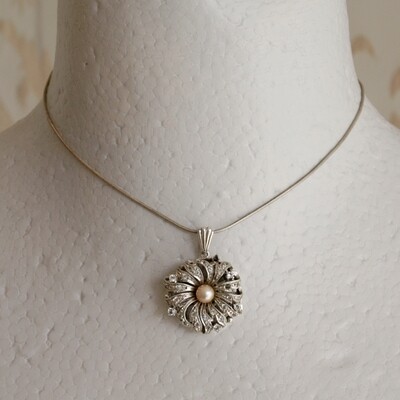 Solid Silver Vintage Pendant on Silver Snake Chain Necklace