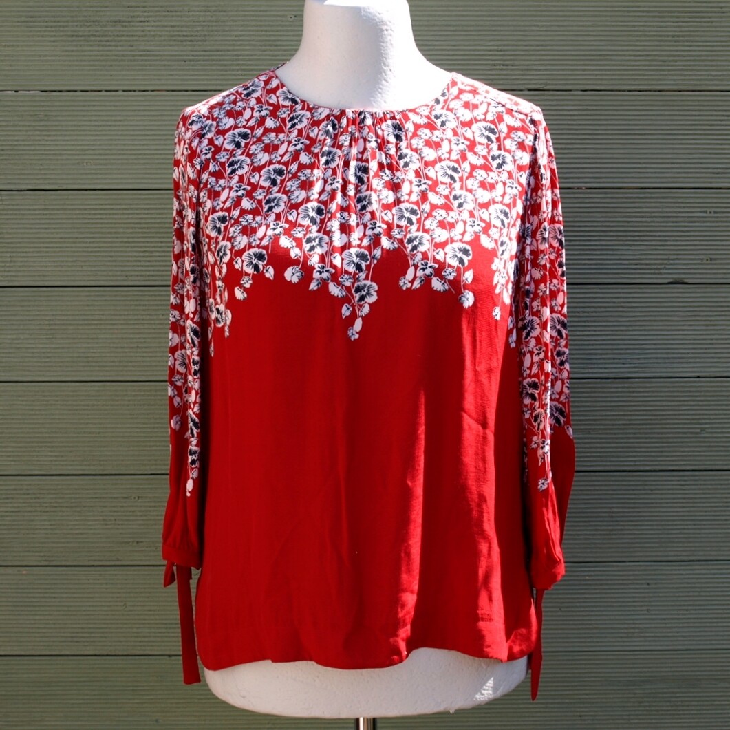 Red Viscose Blouse by Laura Ashley