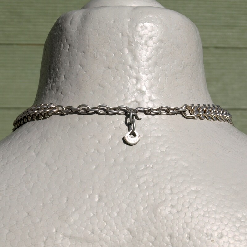 Vintage West Germany Silvertone Metal Herringbone Necklace