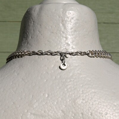 Vintage West Germany Silvertone Metal Herringbone Necklace