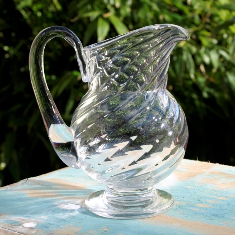 Vintage Hand Blown Twisted Glass Cream or Small Milk Jug
