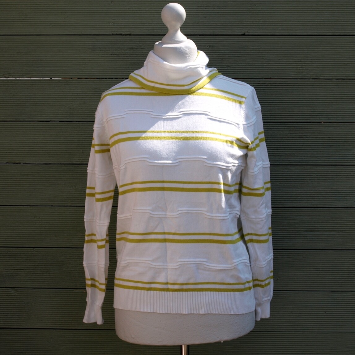 White &amp; Green Striped Emreco Summer Jumper 