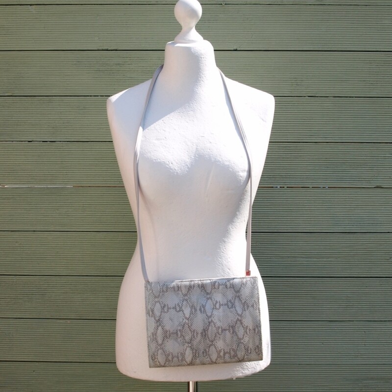 Grey Leather Evening Shoulder or Clutch Bag by Penino