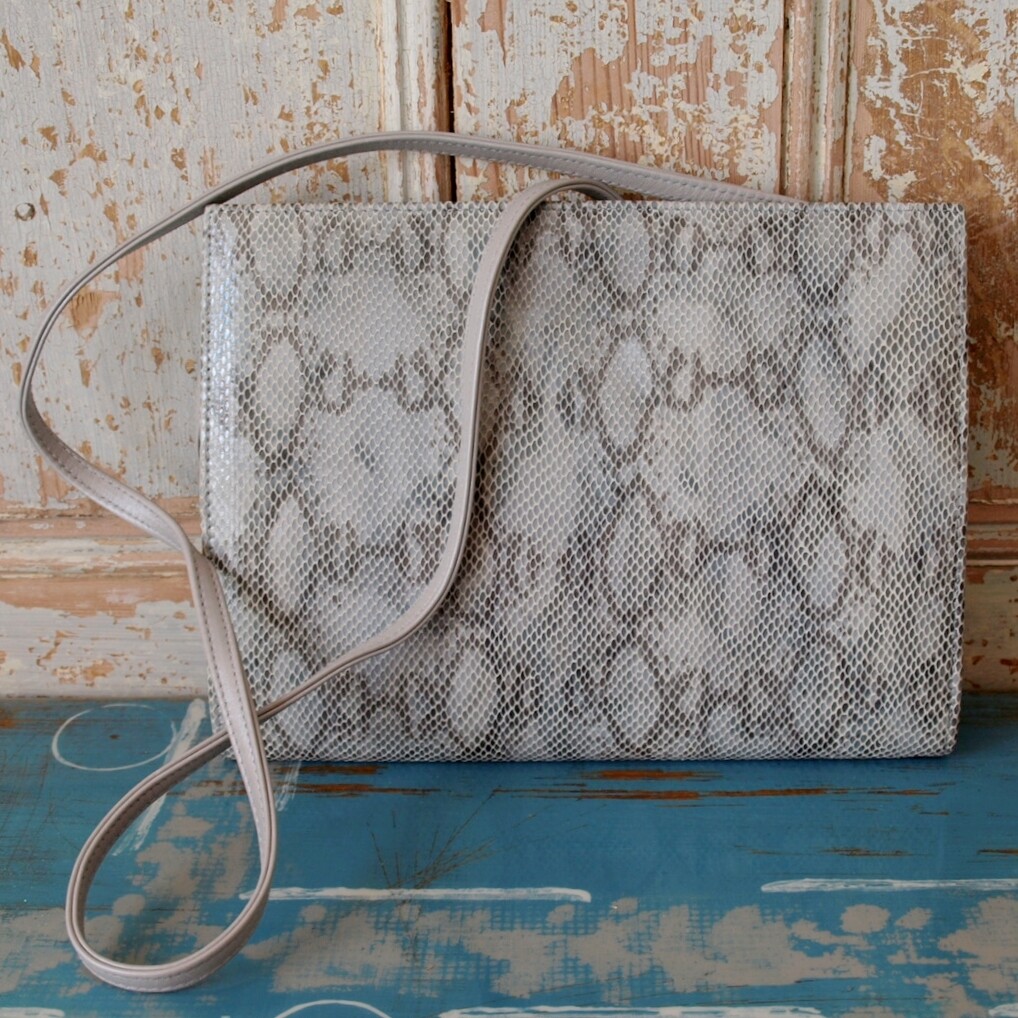 Grey Leather Evening Shoulder or Clutch Bag by Penino