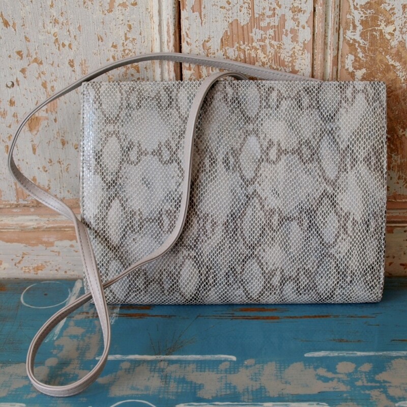 Grey Leather Evening Shoulder or Clutch Bag by Penino