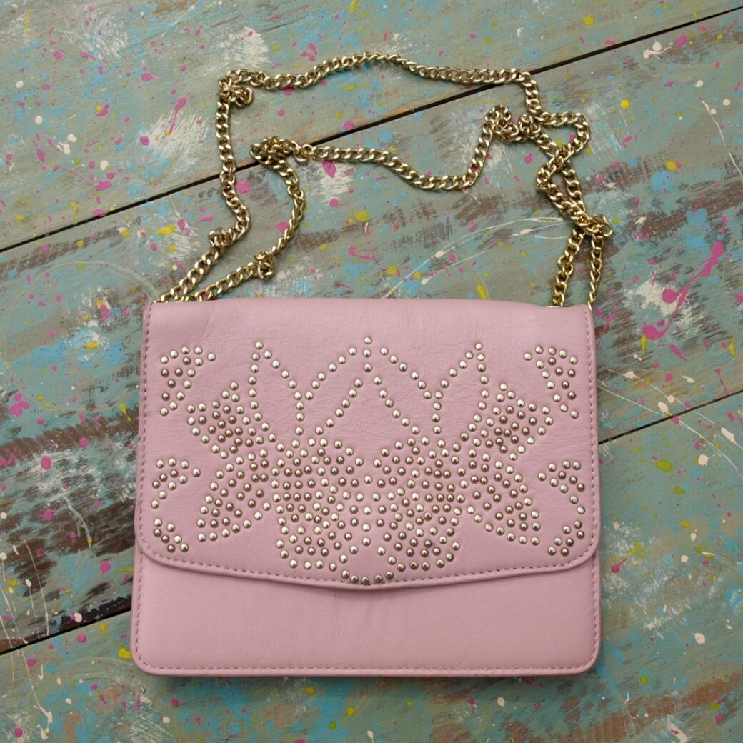 Pink Leather &amp; Goldtone Metal Chain Bag by Topshop