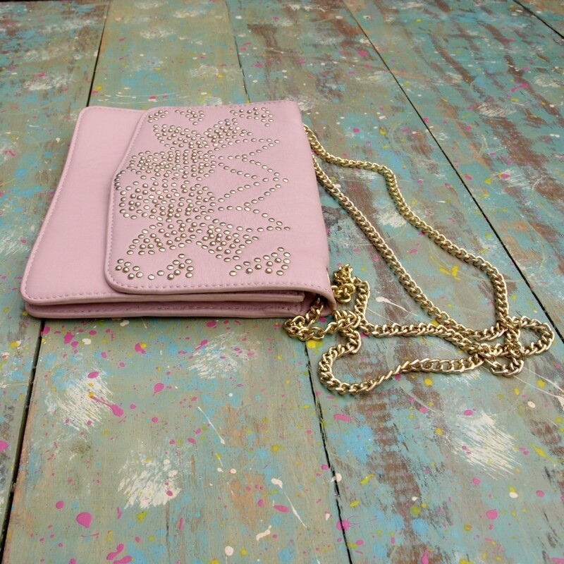 Pink Leather &amp; Goldtone Metal Chain Bag by Topshop