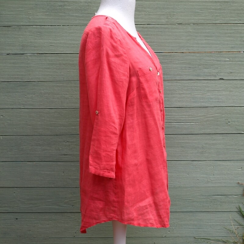 Monsoon Coral Red Linen Summer Blouse 12