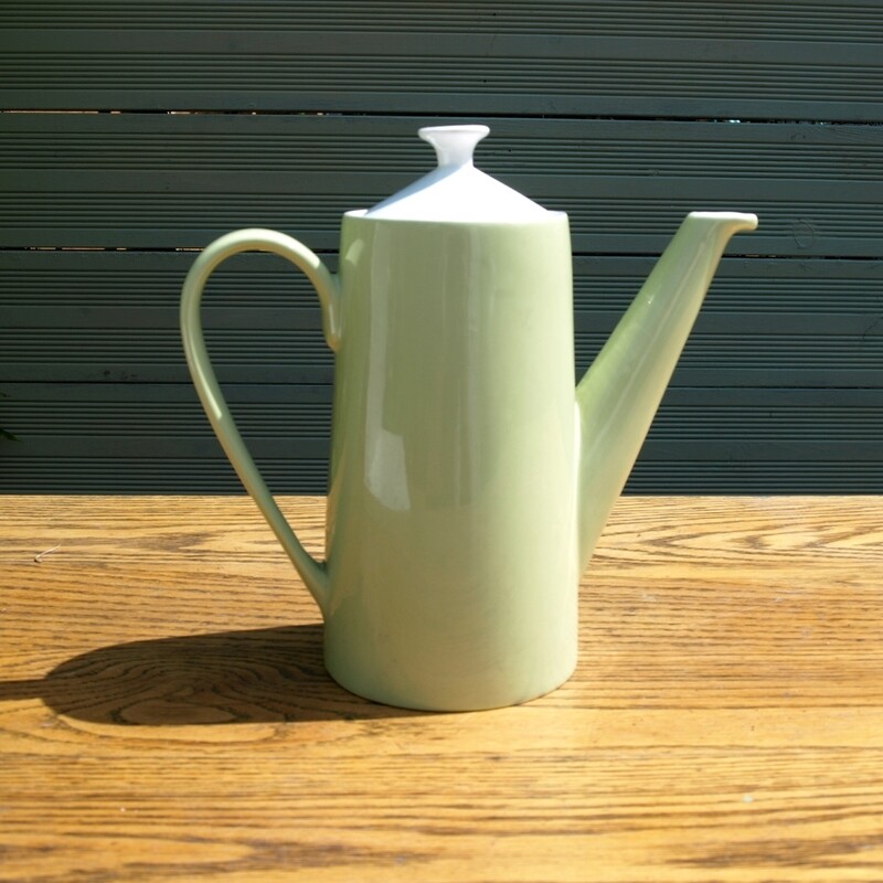 Large Vintage Green Bone China Johnson Bros Coffee Pot