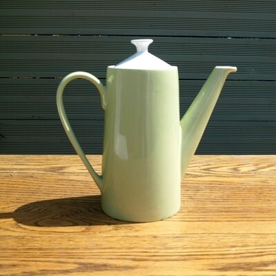 Large Vintage Green Bone China Johnson Bros Coffee Pot