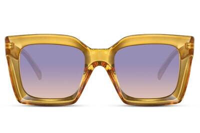 Women's Large Yellow Recycled Plastic Sunglasses