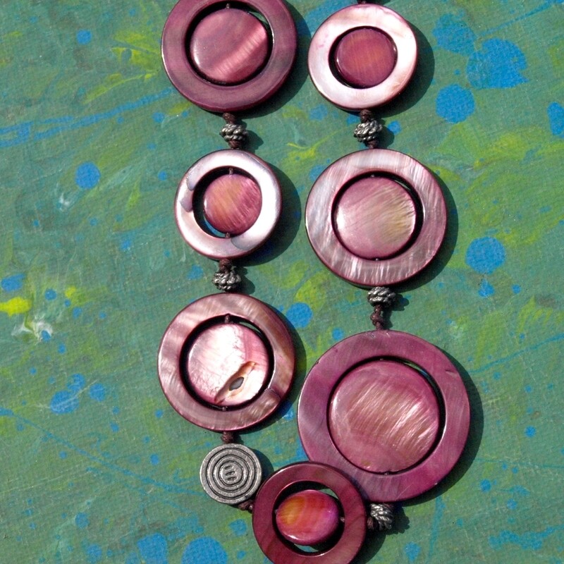 Long Lilac Mother of Pearl &amp; Glass Necklace