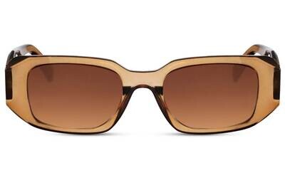 Womens Rectangular Brown Recycled Plastic Sunglasses