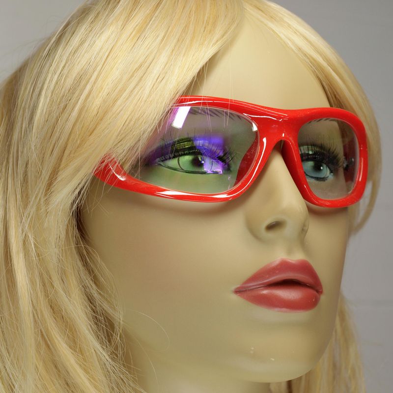 Eco-Friendly Red Plastic Wraparound Reflective Unisex Sunglasses