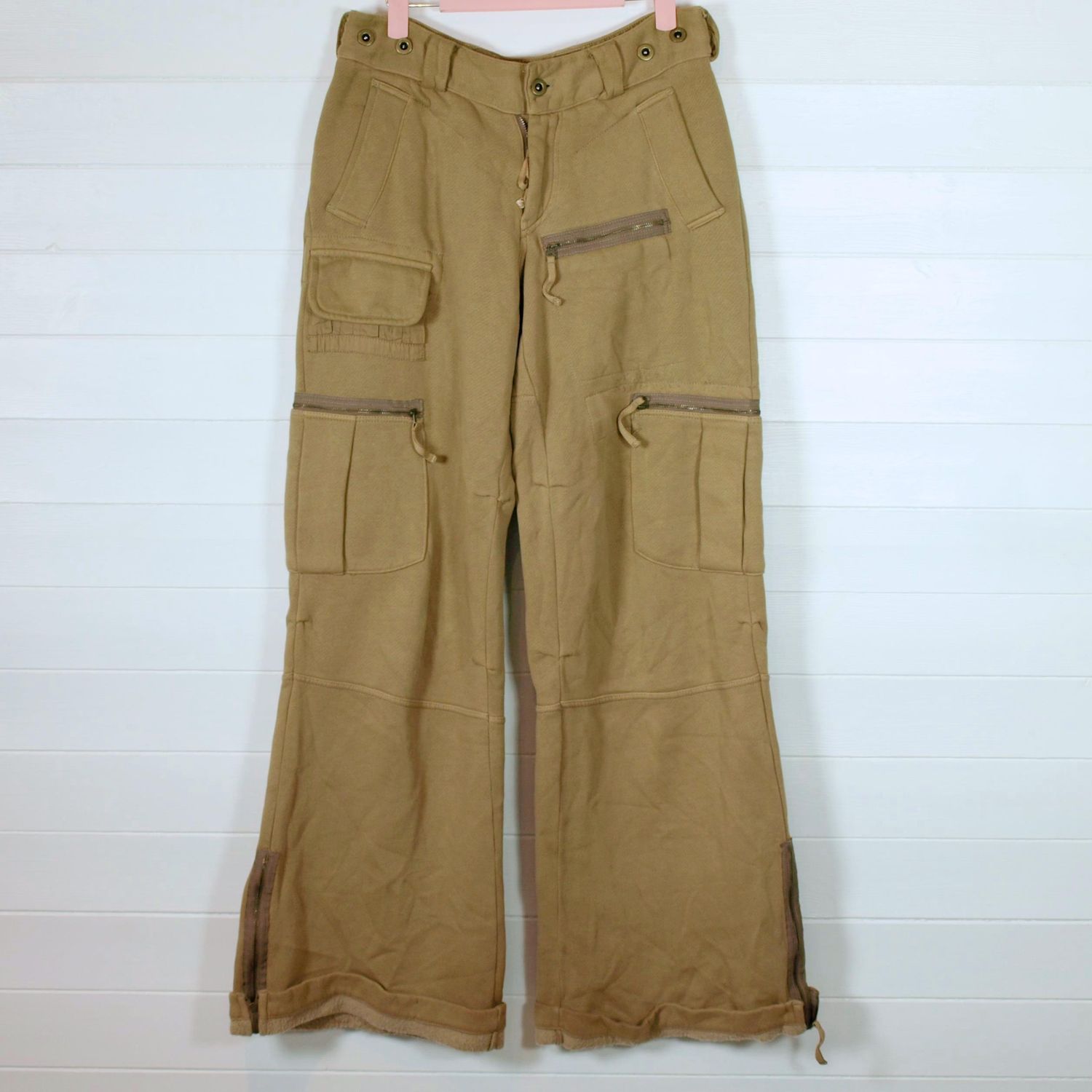 LADIES RALPH LAUREN BEIGE CARGO FLEECE TROUSERS - S
