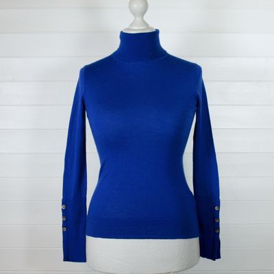 LADIES BLUE MERINO WOOL HOBBS JUMPER - S