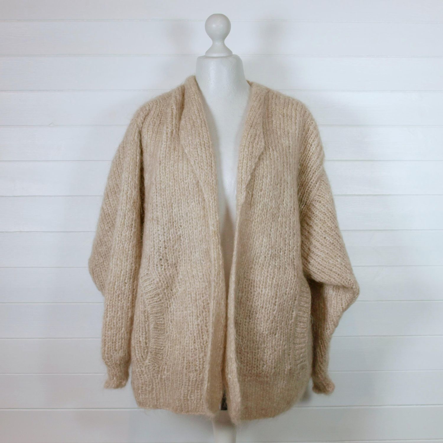 LADIES BEIGE MOHAIR CARDIGAN - XXL