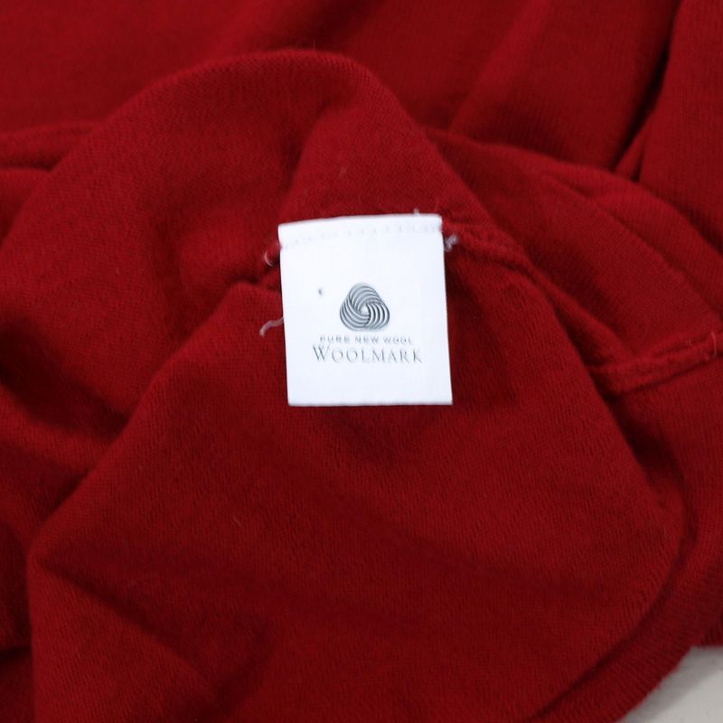 RED MERINO WOOL POLO NECK JUMPER - S