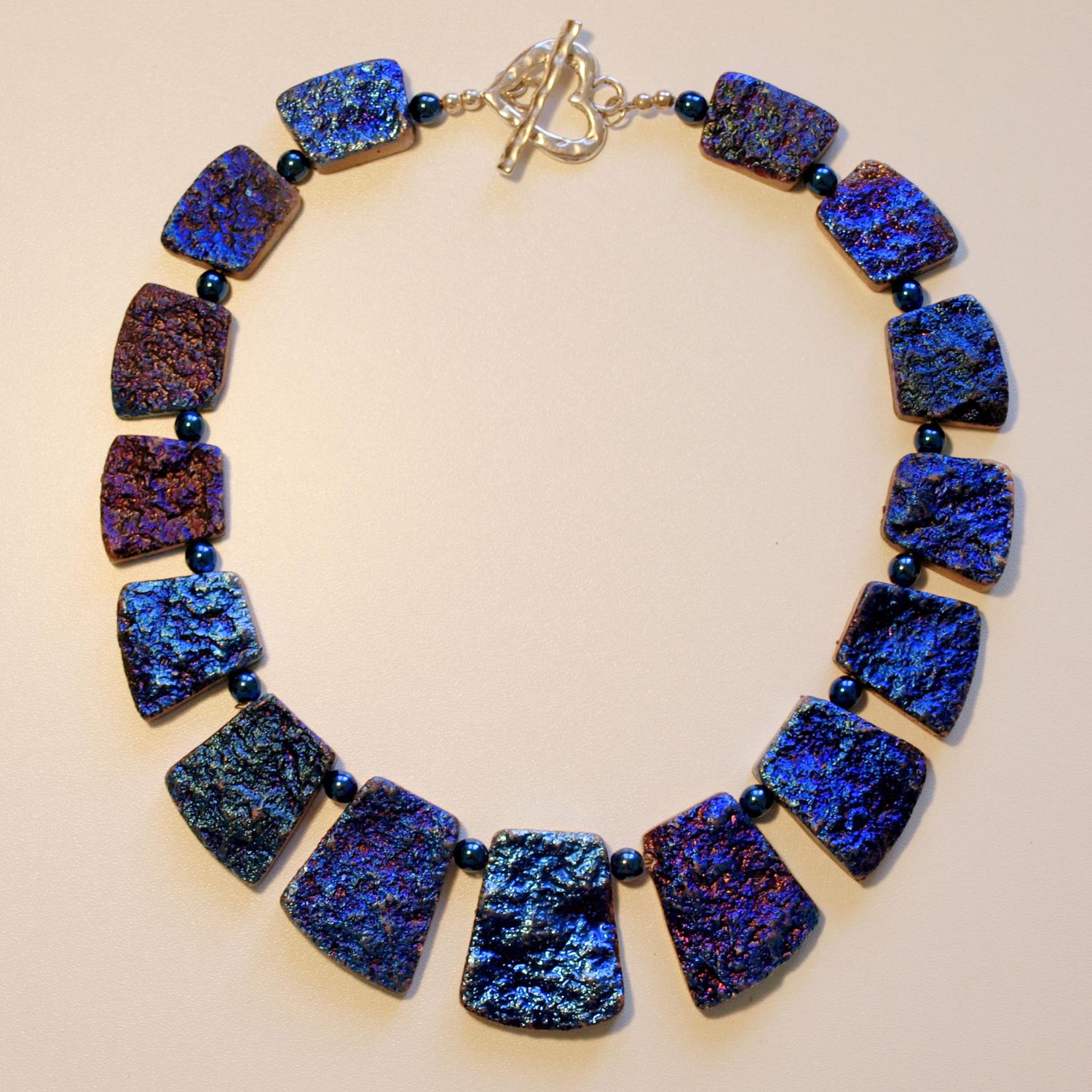 Stunning Cobalt Blue Druzy &amp; Hematite Necklace