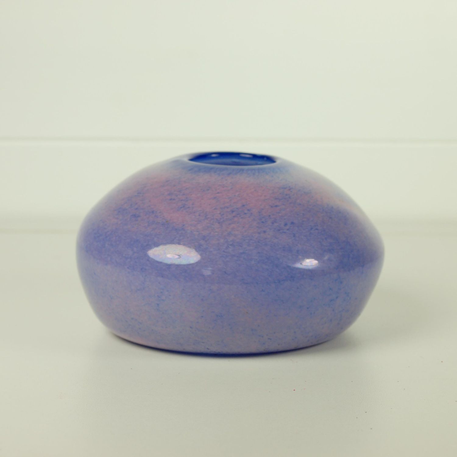 Vintage Hand Blown Lilac Glass Round Vase