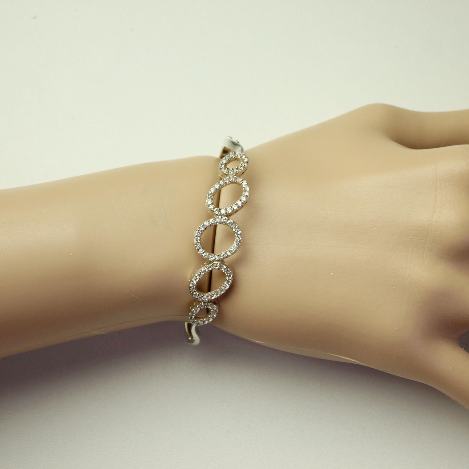 Solid English Silver &amp; CZ Bangle