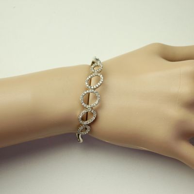 Solid English Silver &amp; CZ Bangle