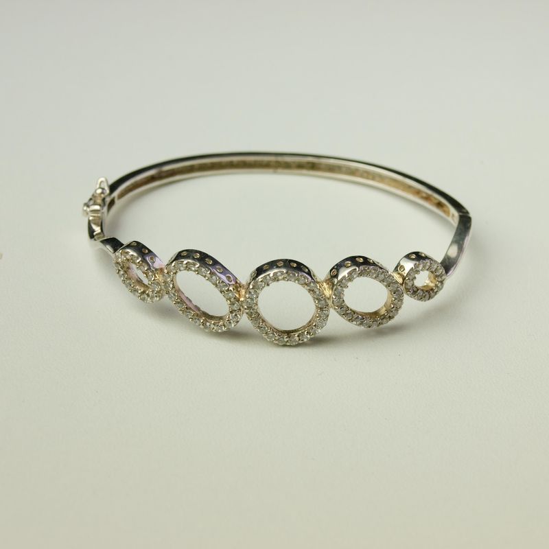 Solid English Silver &amp; CZ Bangle