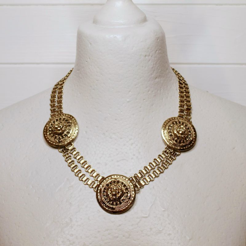 Vintage Roman Style Goldtone Chunky Necklace