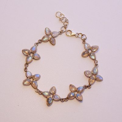 Solid Silver &amp; Moonstone Bracelet