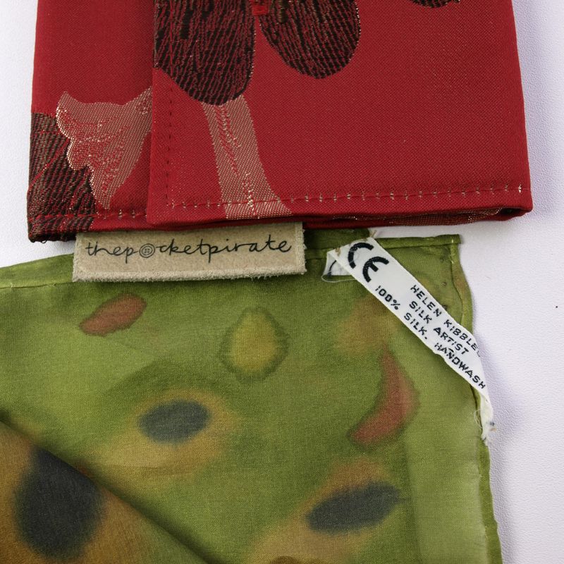 Vintage Green &amp; Red Silk Scarf &amp; Handmade Purse