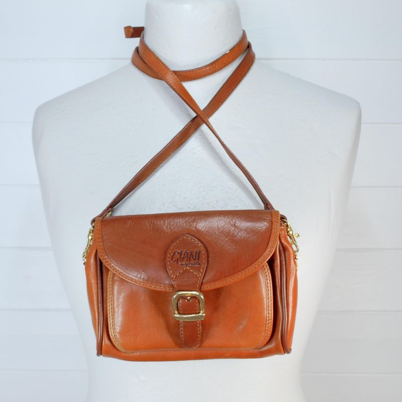 Tan Leather Italian Crossbody Bag by Giani