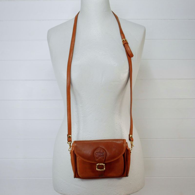 Small Tan Leather Italian Crossbody Bag by Giani