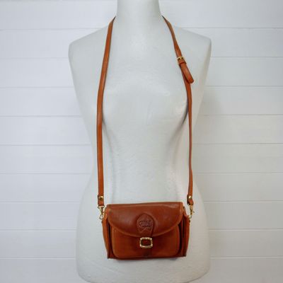 Small Tan Leather Italian Crossbody Bag by Giani