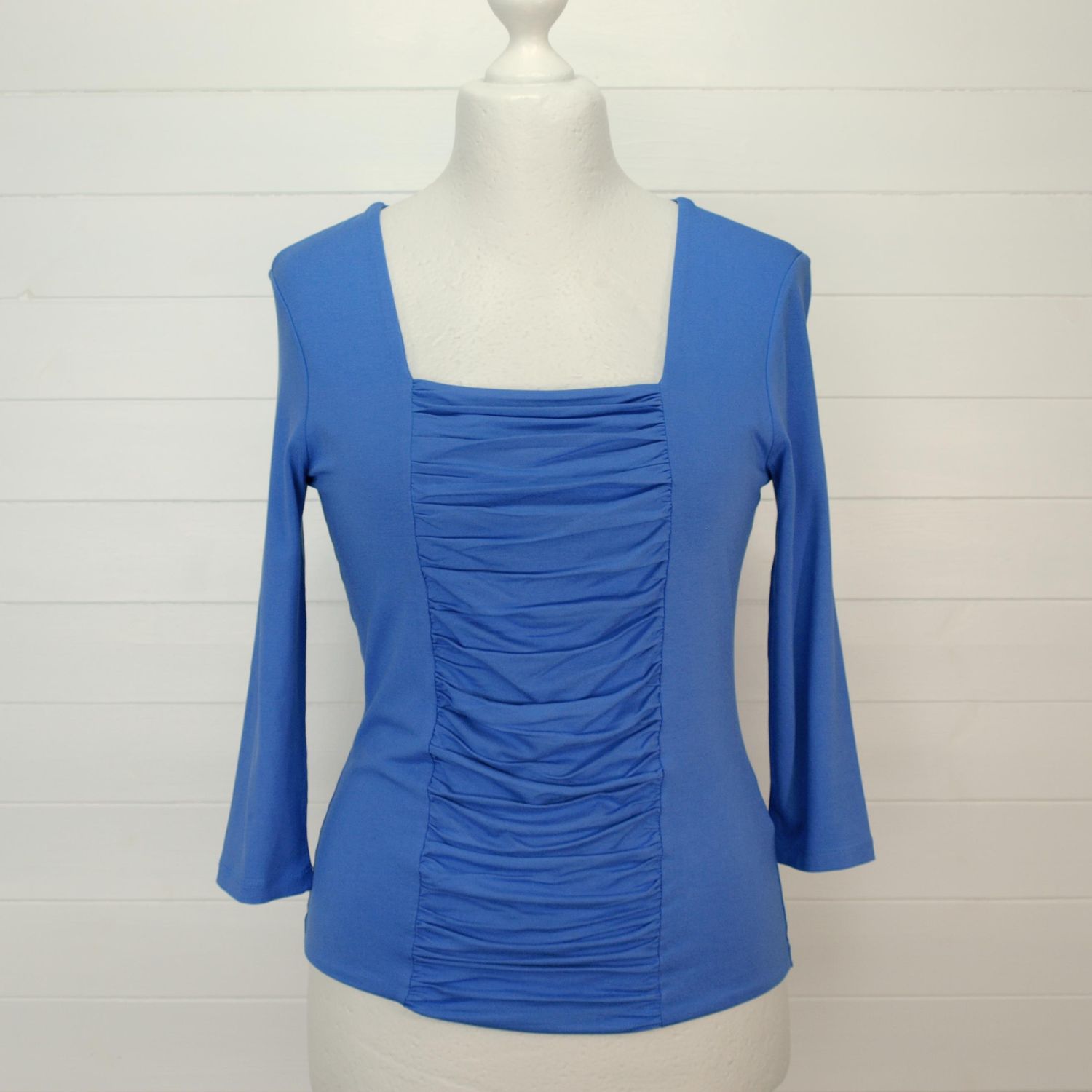 Ladies Kettlewell Cornflower Blue Stretch Viscose 3/4 Sleeve Top - M