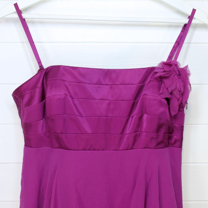 Monsoon Magenta Pink Floaty Tiered Silk Party Dress - 12