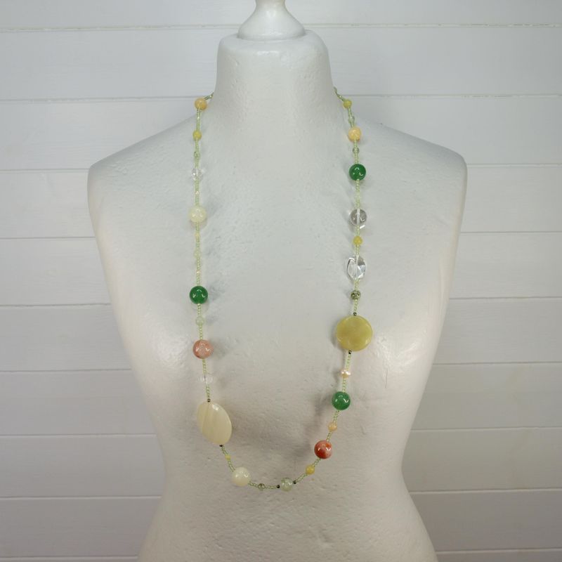 Long &amp; Chunky Pearl &amp; Gemstone Necklace