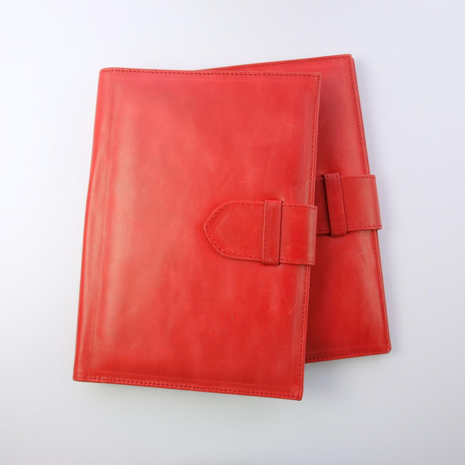 Two Red Leather Document Holders
