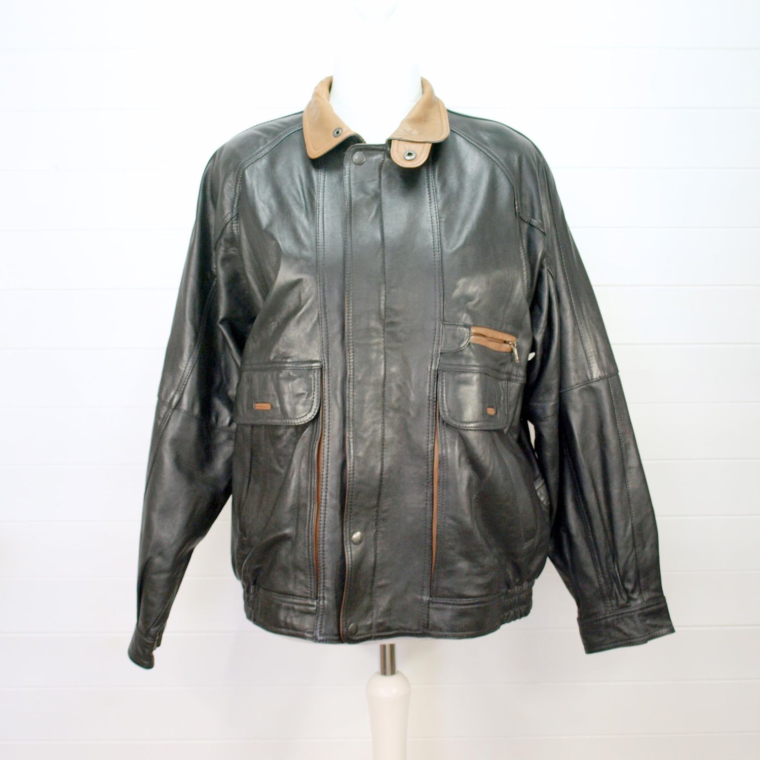 Black Soft Leather Jacket in Perfect Condition - Large