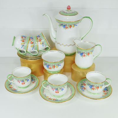 Vintage 30s Aynsley Crocus Floral Bone China Tea Set